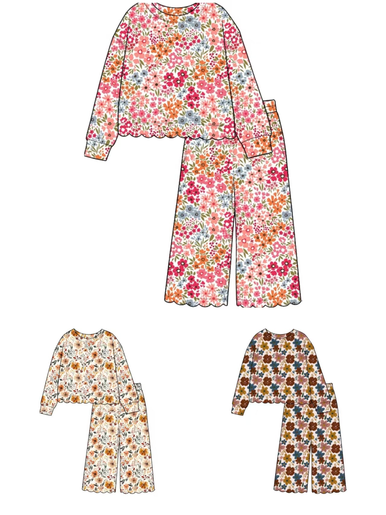 preorder GLP3691 Scallop flowers Pajamas western girl outfit  202608