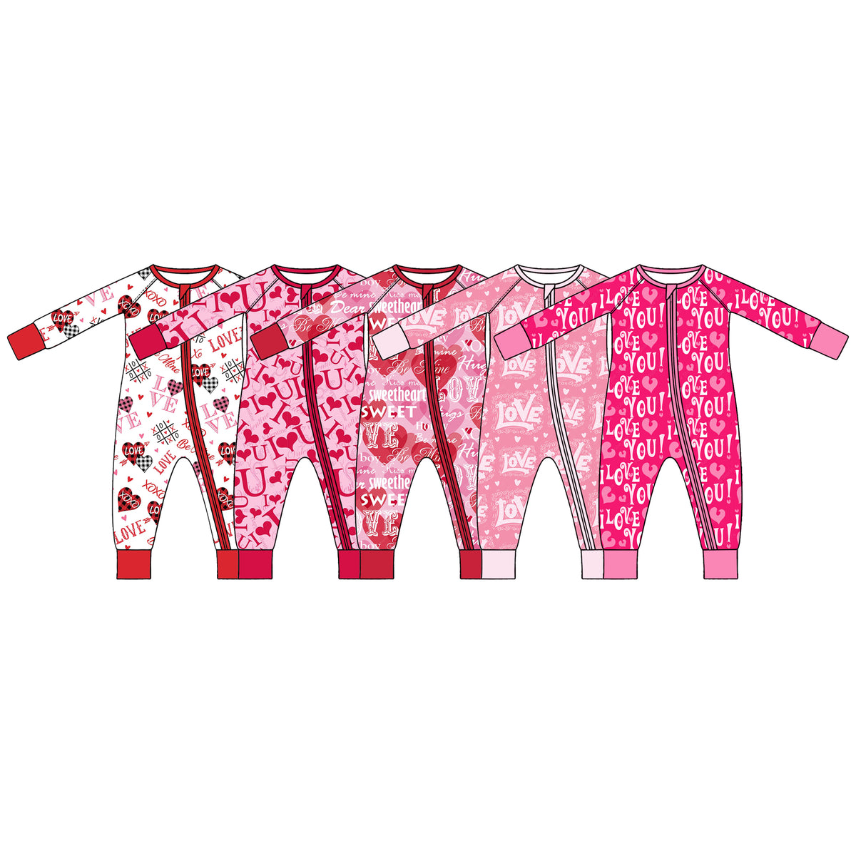 Preorder (moq 5) Baby Girl Clothes Valentines XOXO Love Buffalo Plaid Heart Print Zipper Sleeper