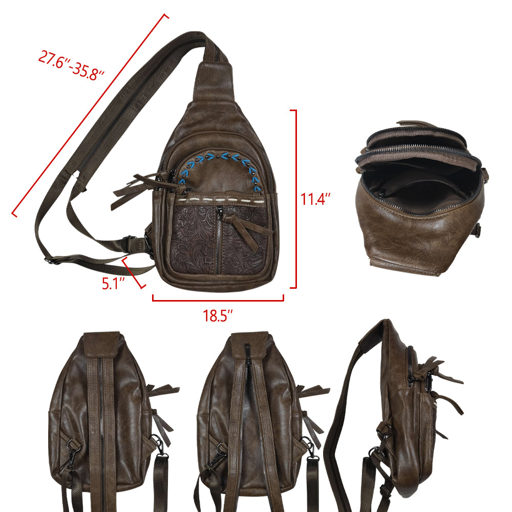 BA0331 Women's Bohemian sling  Crossbody Bag with Adjustable Strap 27.6*37.7inches & 5.1*18.5*11.4 leather bag  202507 RTS