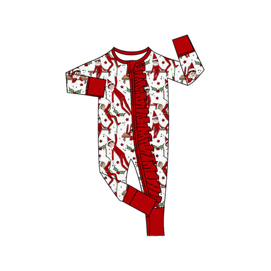 CUSTOM moq5  Christmas girl western  romper 202508 sibling