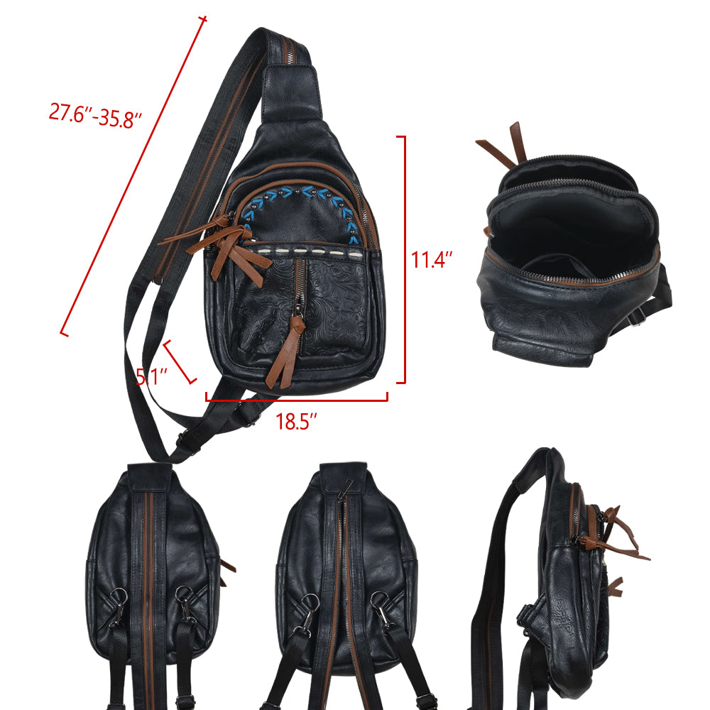 BA0332 Women's Bohemian sling Crossbody Bag with Adjustable Strap 27.6*37.7inches & 5.1*18.5*11.4  leather bag  202507 RTS