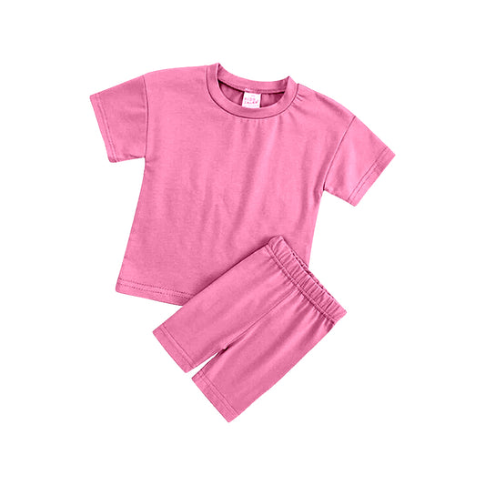 pink girl solid cotton set outfit Custom MOQ:3