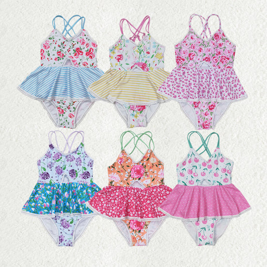 S0247 flowers girl swimming suit 202405