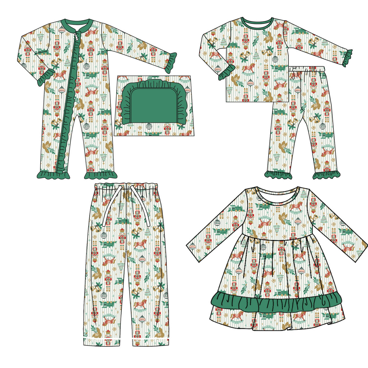 Christmas nutcracker sibling P0567 adult  long pajamas pants 202407 preorder