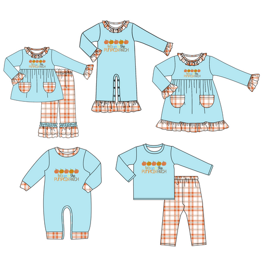 LR1189 pumpkin patch boy romper 202406 preorder sibling