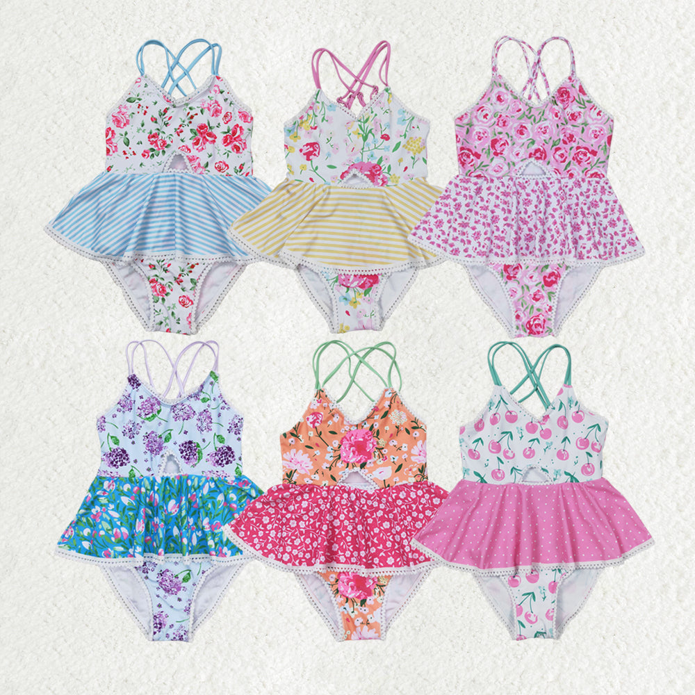 S0249 flowers girl swimming suit 202404 RTS