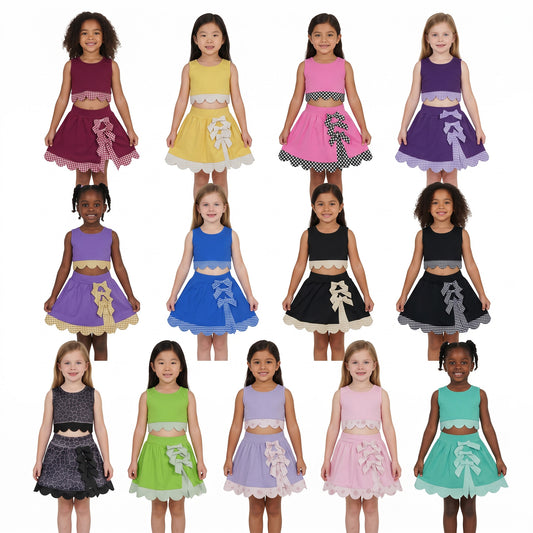 RTS GSD3926 Scallop bow hot pink YOGA camo  girl skirts dress 202607