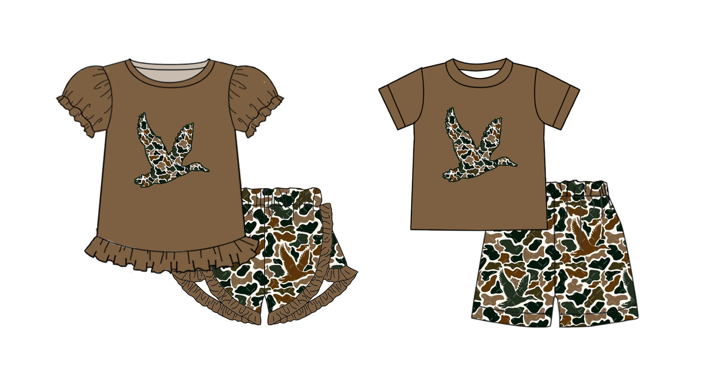 BSSO1054 preorder duck camo short sleeve shorts boy outfit 202411