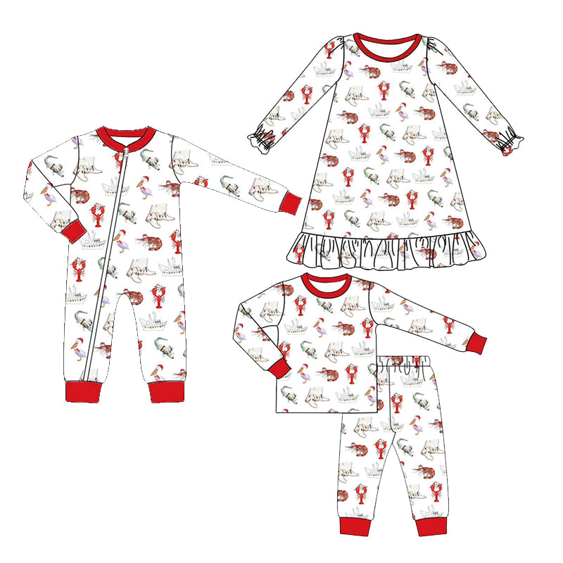 LR1399 BAMBOO sea cray fish sailboat LR1399 girl romper 202408 RTS