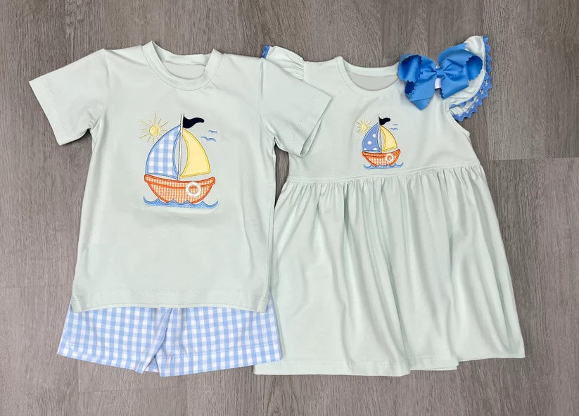 GSGSD1539 boat ship western short sleeves girl dress preorder 202411