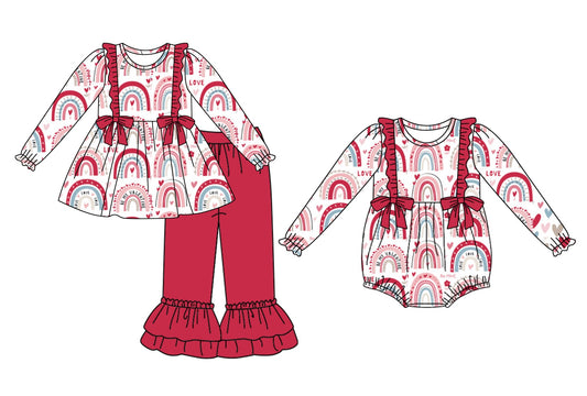 GLP2204 Saint Valentine's Day rainbow love baby clothes girl outfit 202410 preorder sibling