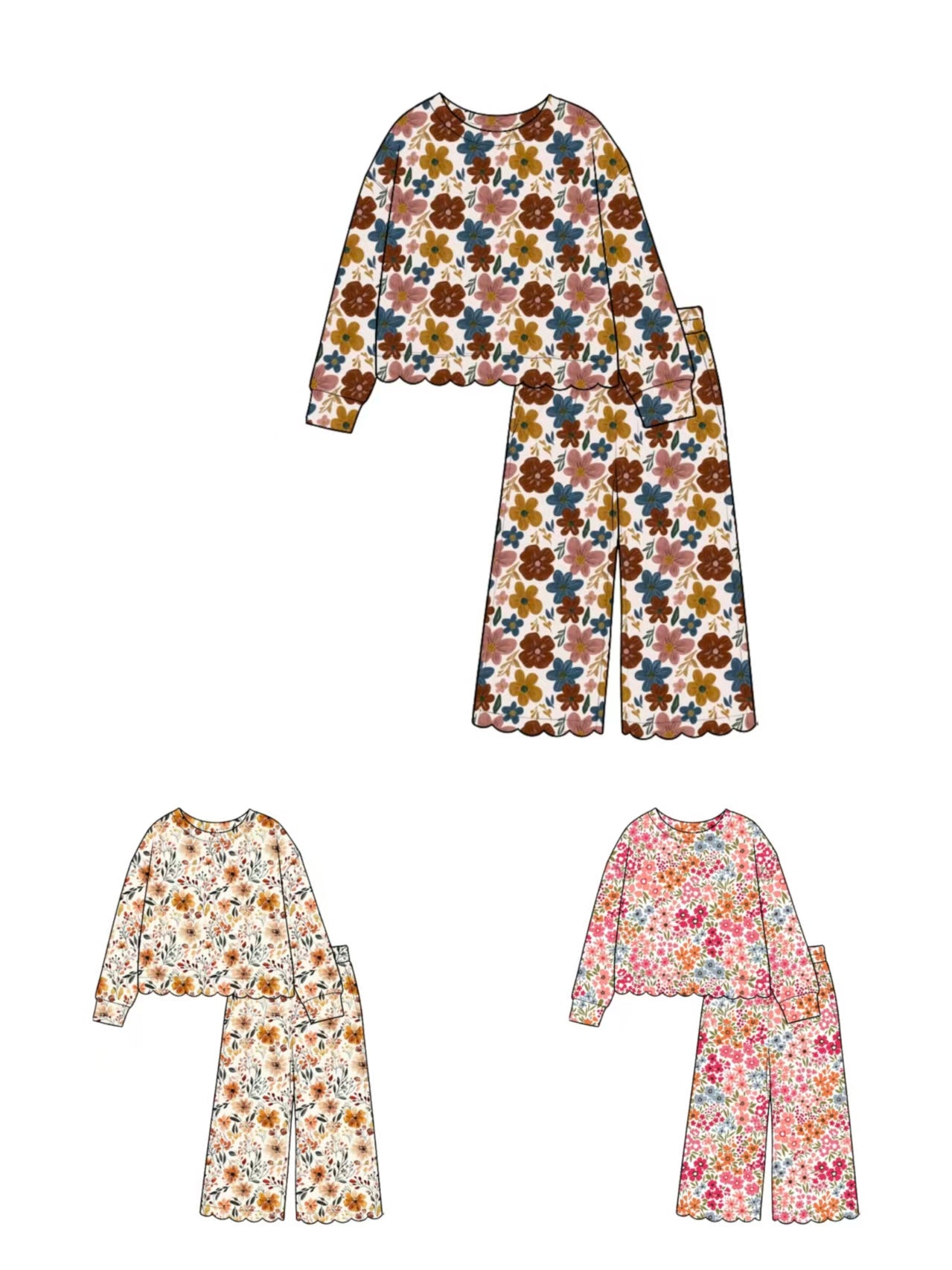 preorder GLP3690 Scallop flowers Pajamas western girl outfit  202608