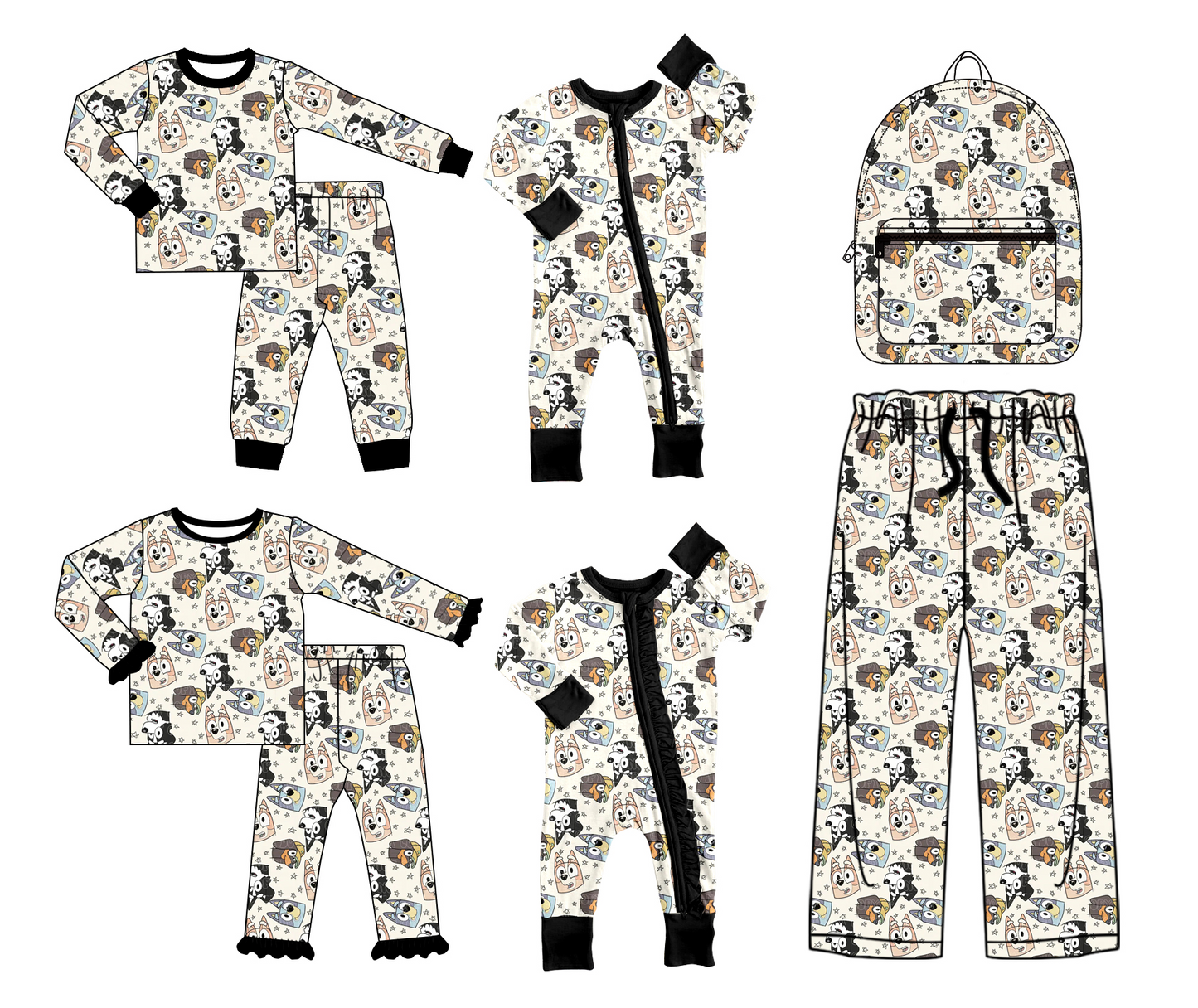 GLP1341  bluey dog girl pajamas outfit preorder 202406 sibling