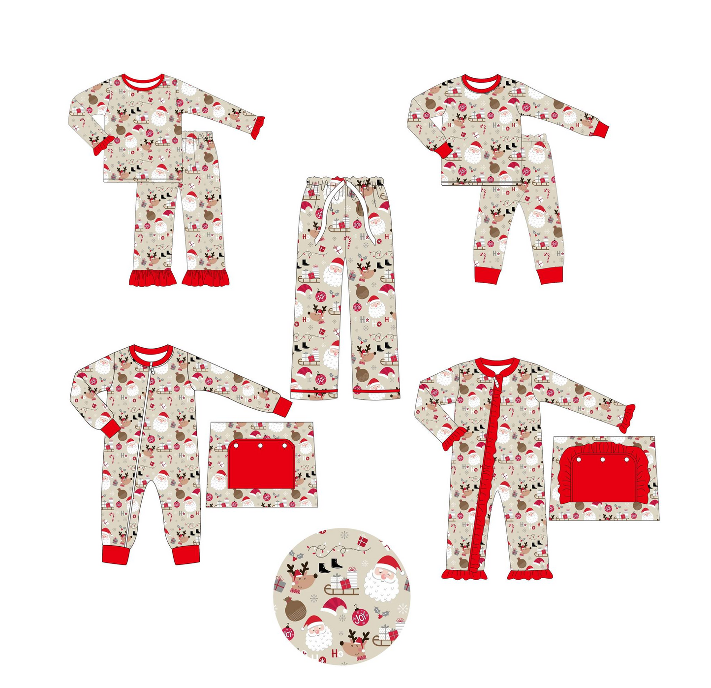 Christmas santa deer sibling LR1369 kids boy romper 202407 preorder