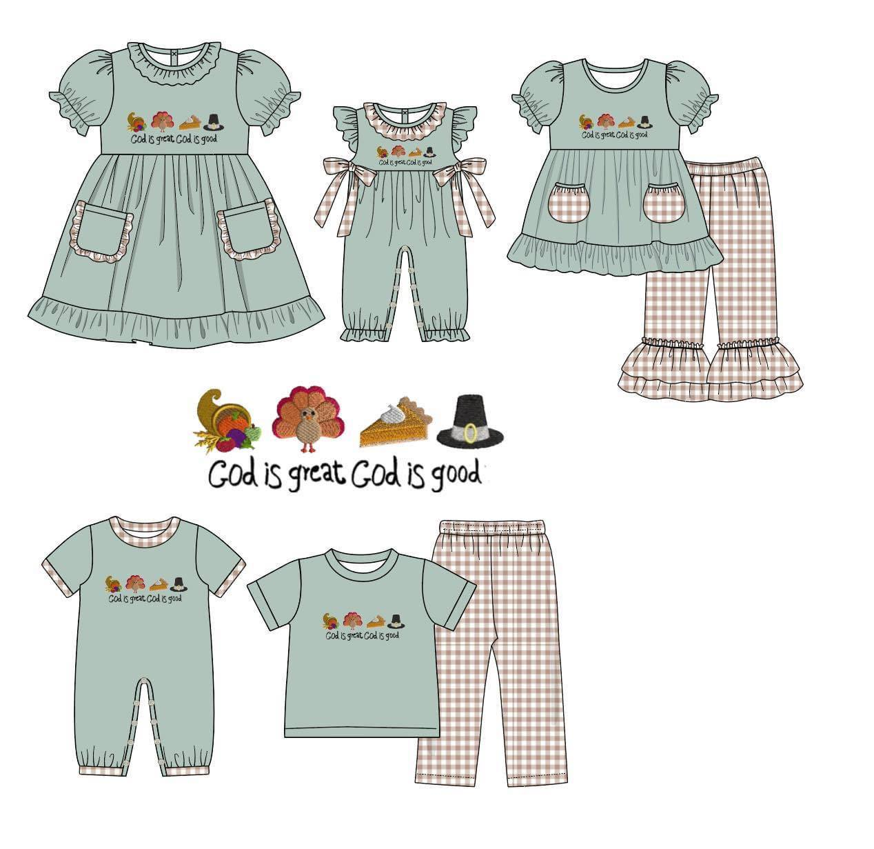 GSPO0827 vinyl thanksgiving turkey long sleeve cartoon pants girl outfit 20230905 RTS