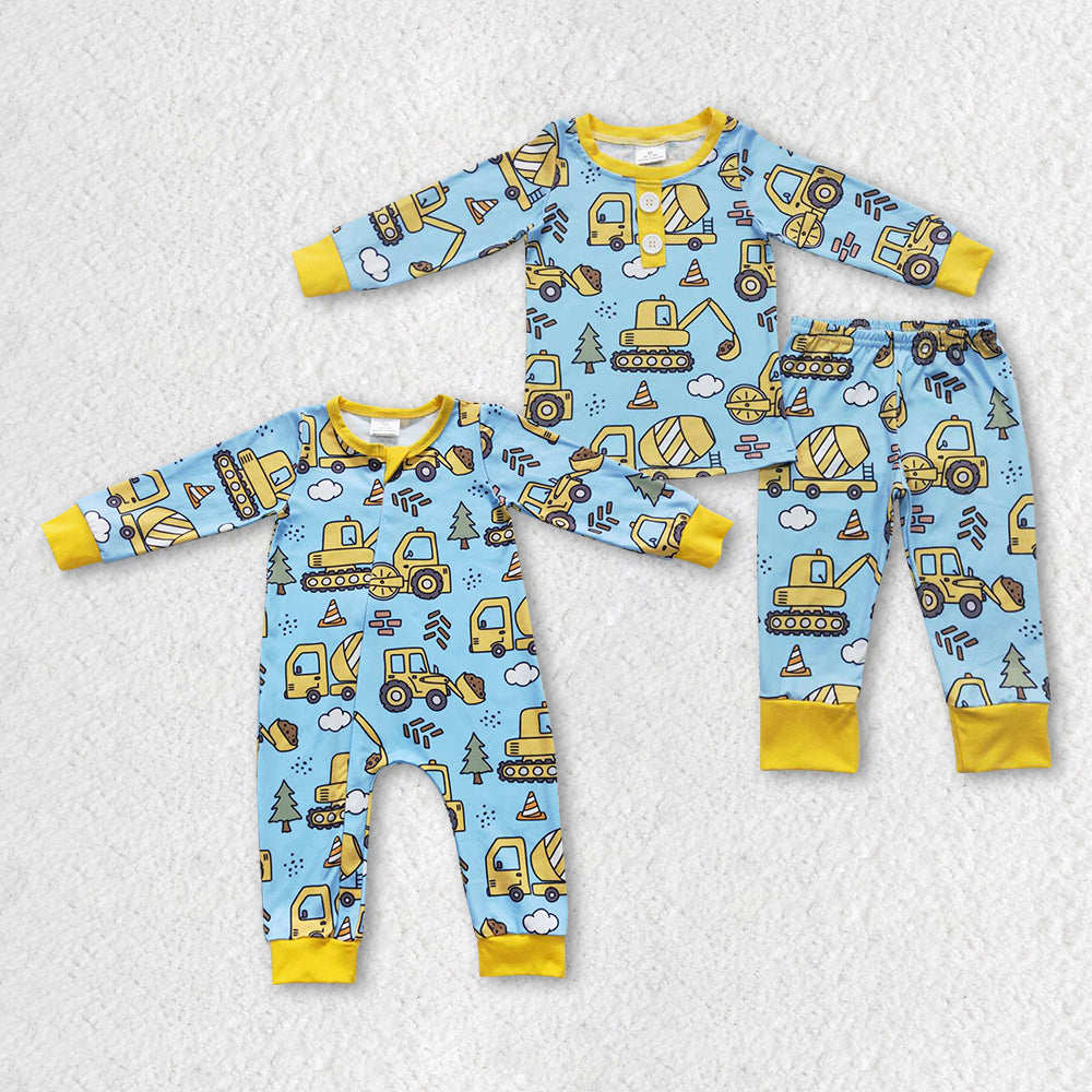 BLP0243 christmas pajamas excavator long sleeve boy pajamas outfit 20230724 RTS