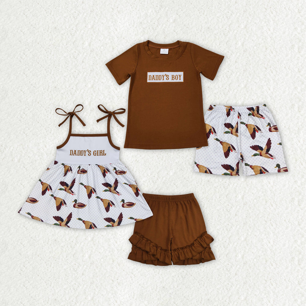 GSSO0807 embroidery daddy's girl shorts summer girl outfit 202404 sibling