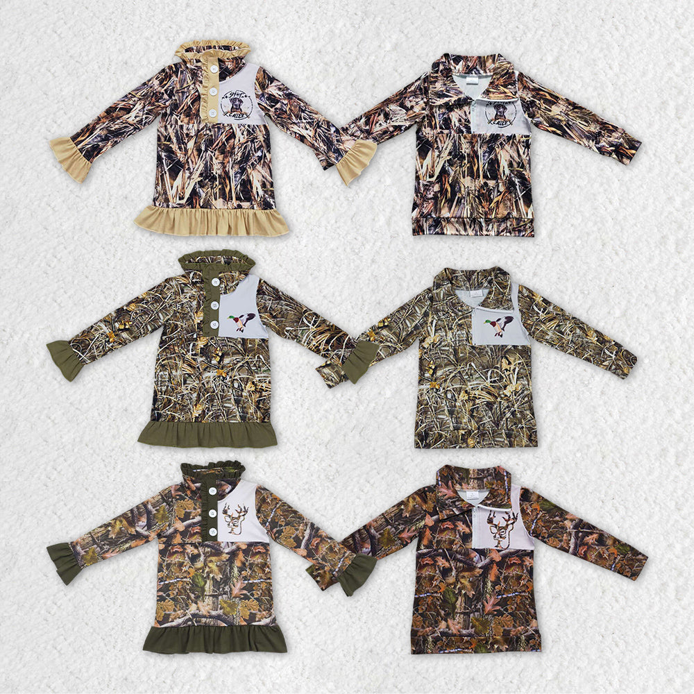 GT0311 RTS Christmas deer camo zip girl long sleeve coat pullover top 20231018