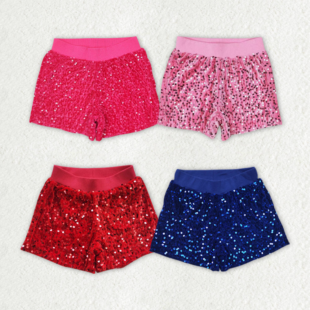 SS0351 girl hot pink sequin girl shorts 202406 rts