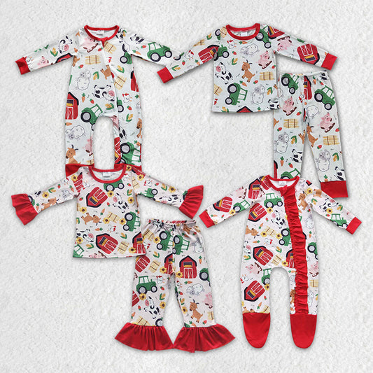 GLP0488 farm long sleeve children girl outfit pajamas 20230704 RTS