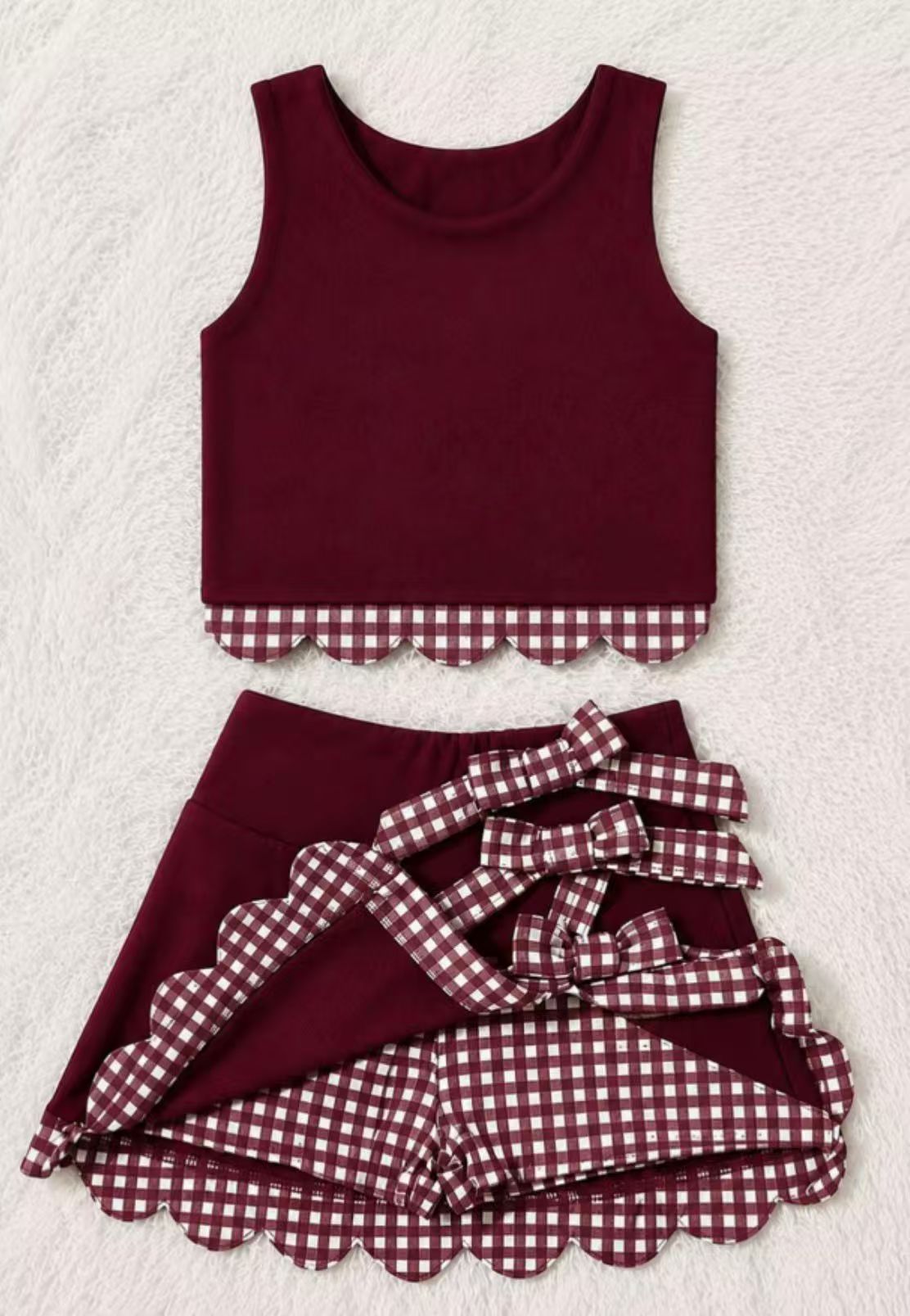 GSD4 yoga scallop  red white checkboard sports girl  outfit skirt  2026 preorder