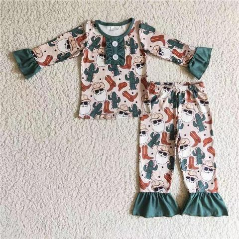 GLP0291  Boots Christmas long sleeve girl pajamas outfit RTS