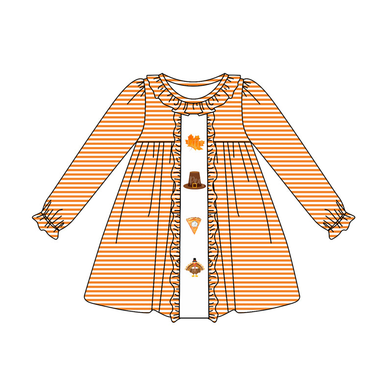 Turky thanksgiving sibling GLD0627  girl dress 202408 preorder