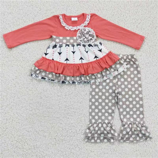 6A24-18 arrow pink ruffle outfit 202407 sibling RTS