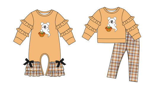 LR1193 pumpkin girl romper 202406 preorder sibling