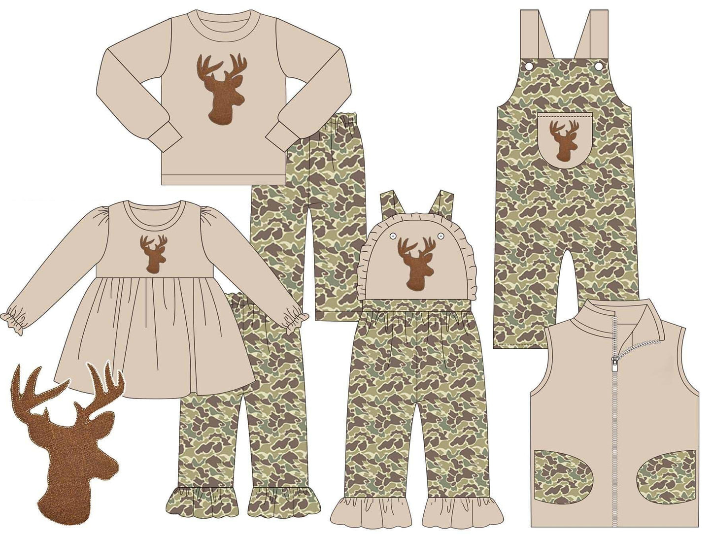 SR1913 RTS  deer camo short sleeve boy jumpsuit overall 202412 sibling