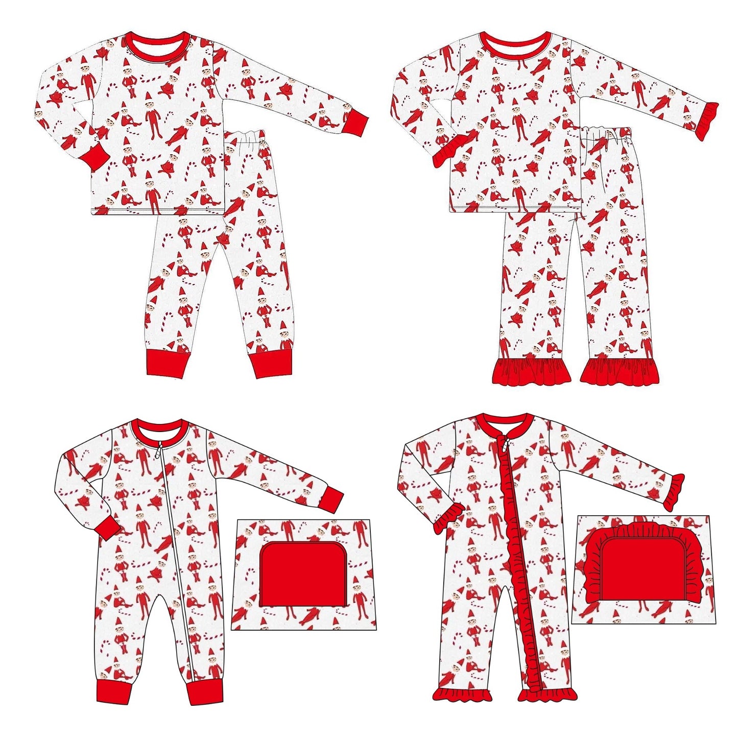 Christmas elf LR1851 sibling girl romper 202408 preorder