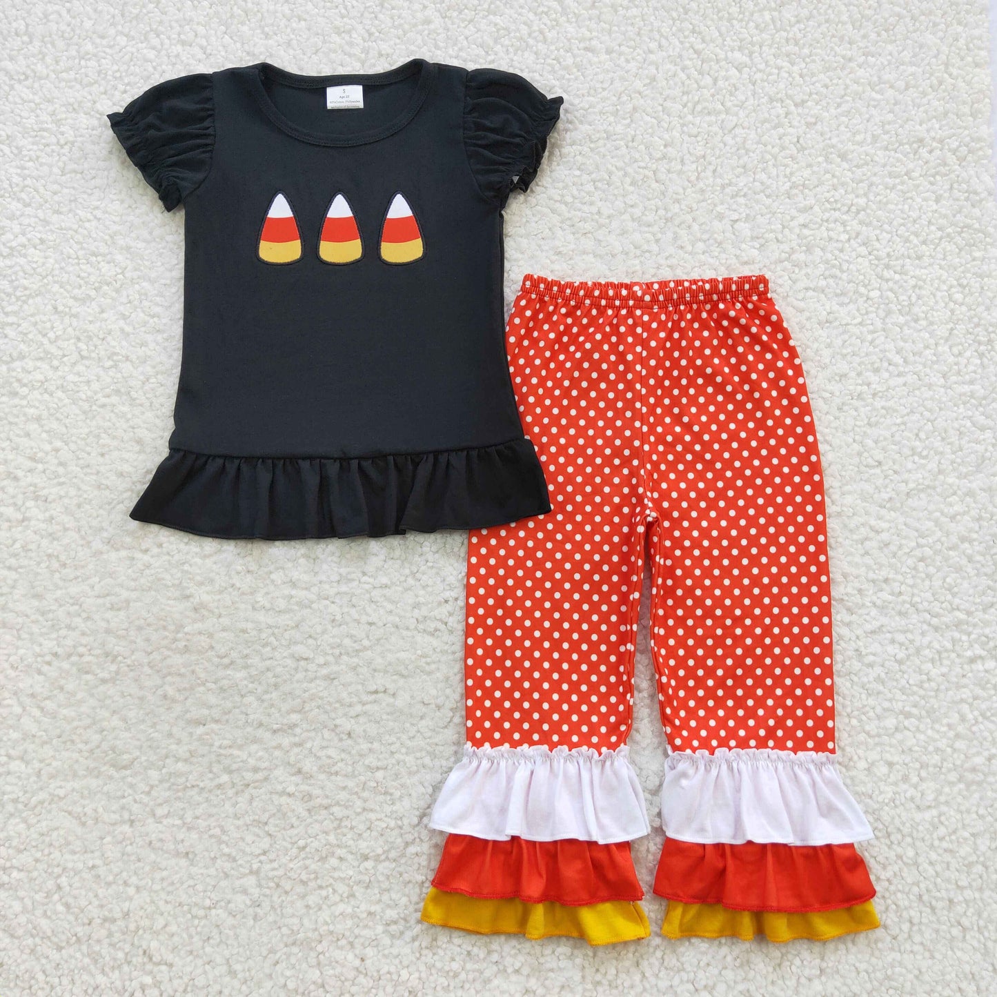 GSPO0709  embroidered short sleeve pants halloween candy girl outfit 20230809 RTS