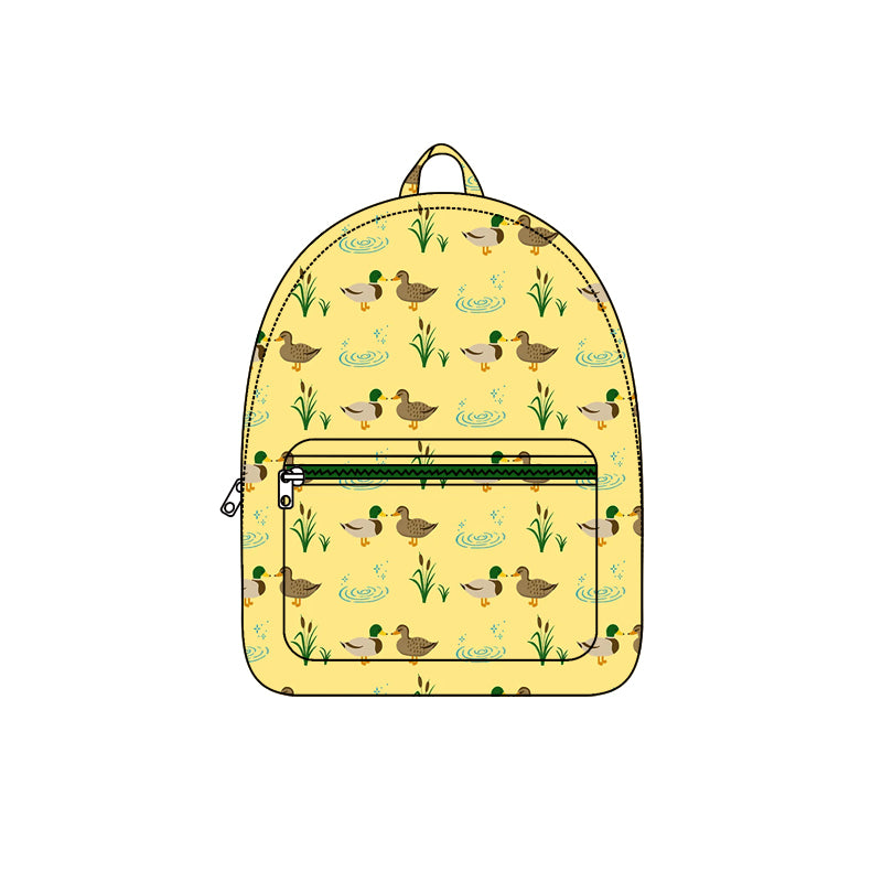 Preorder (moq 5) Kids Backpack Mallard Duck Pond Grass Print Children School Daypack