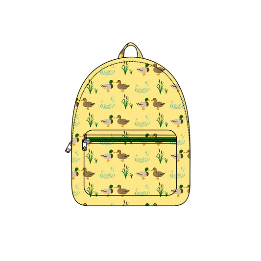 Preorder (moq 5) Kids Backpack Mallard Duck Pond Grass Print Children School Daypack