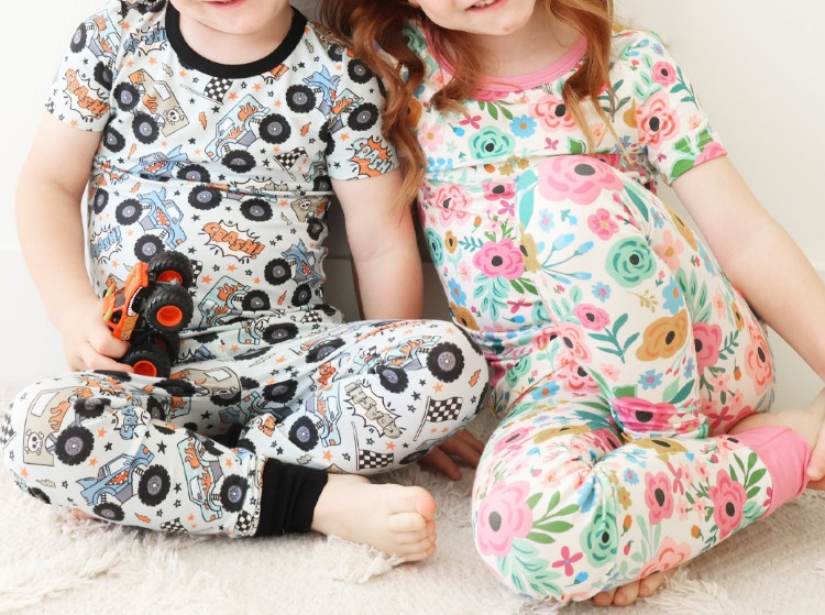 GSPO1715  flower long sleeve girl pajamas outfit  202408 sibling preorder