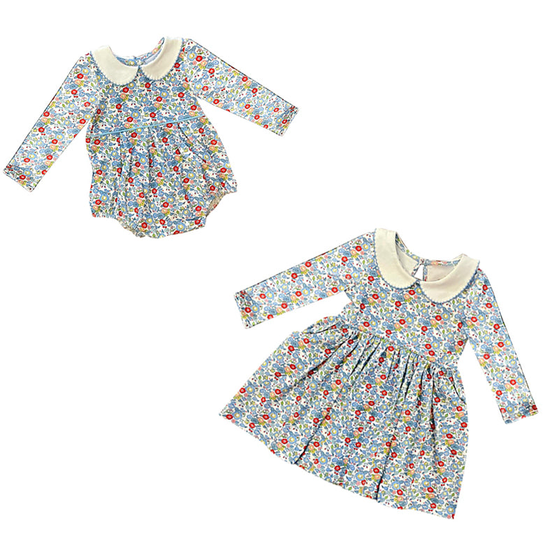 GLD0811  flowers  sibling girl dress preorder 202412 RTS