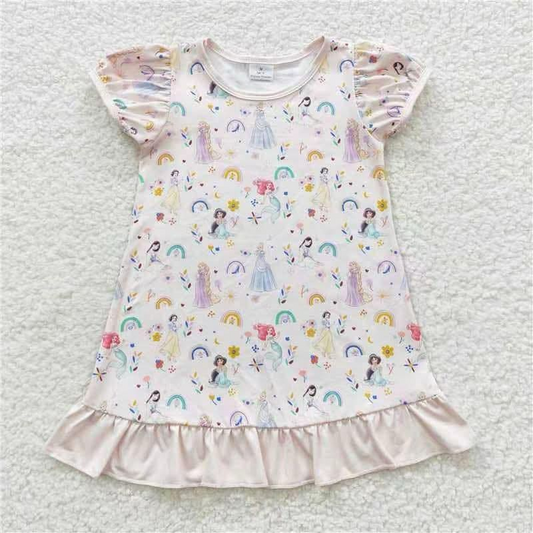 GSD0427 cartoon princess short sleeve pink girl dress 202502 RTS