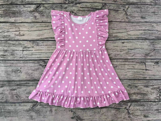 GSD0362 short sleeve purple white dots puffy girl dress preorder 20230503