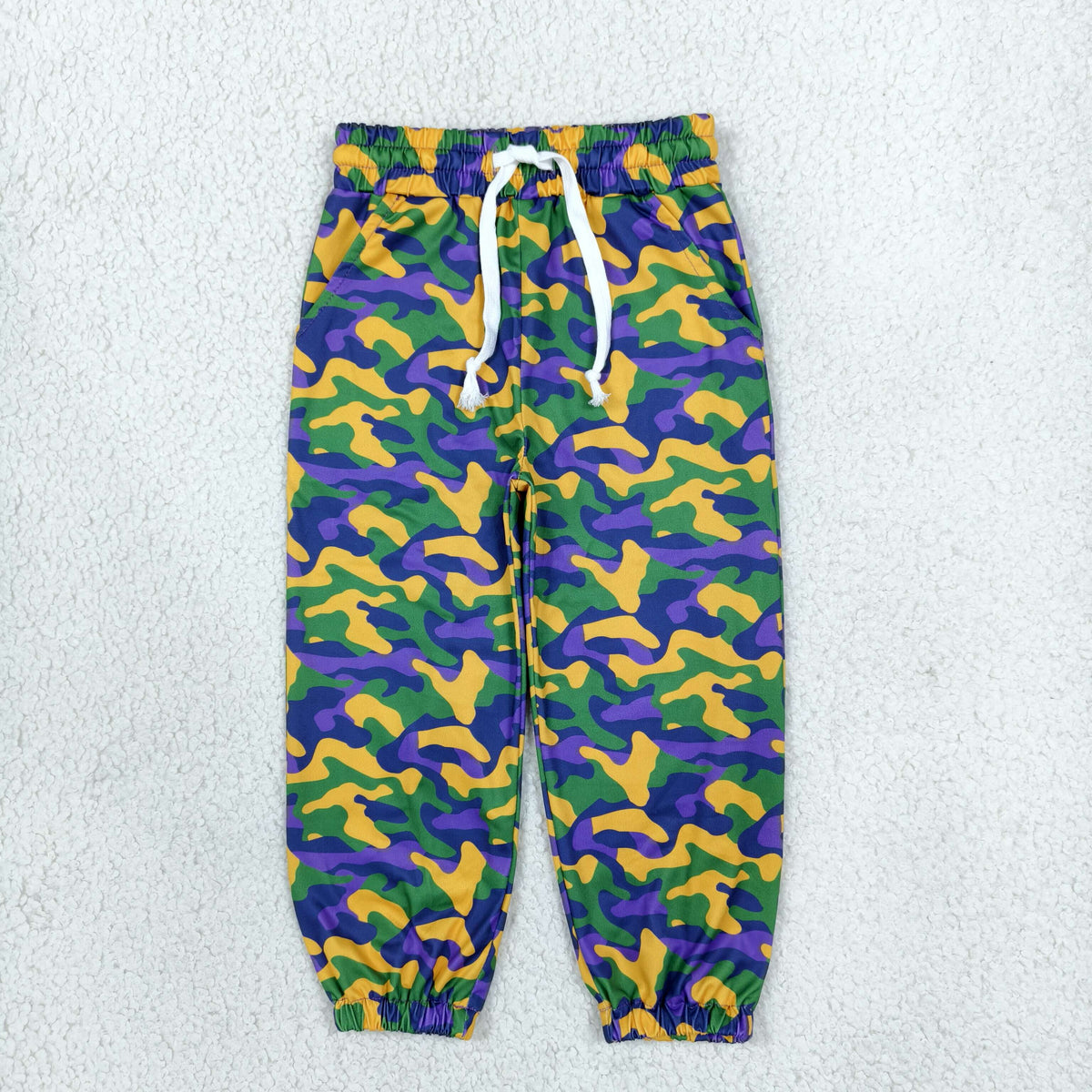 NO MOQ RTS P1248 Baby Boy Clothes Mardi Gras Camo Print Jogger Pants 202610