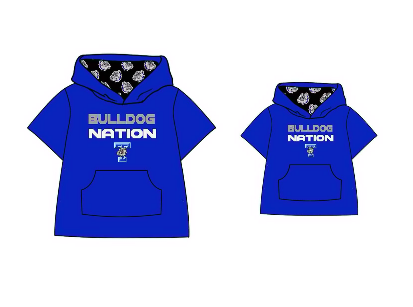 adult hoodie pockets CUSTOM  T BULLDOG LOGO  football team   MOQ:3