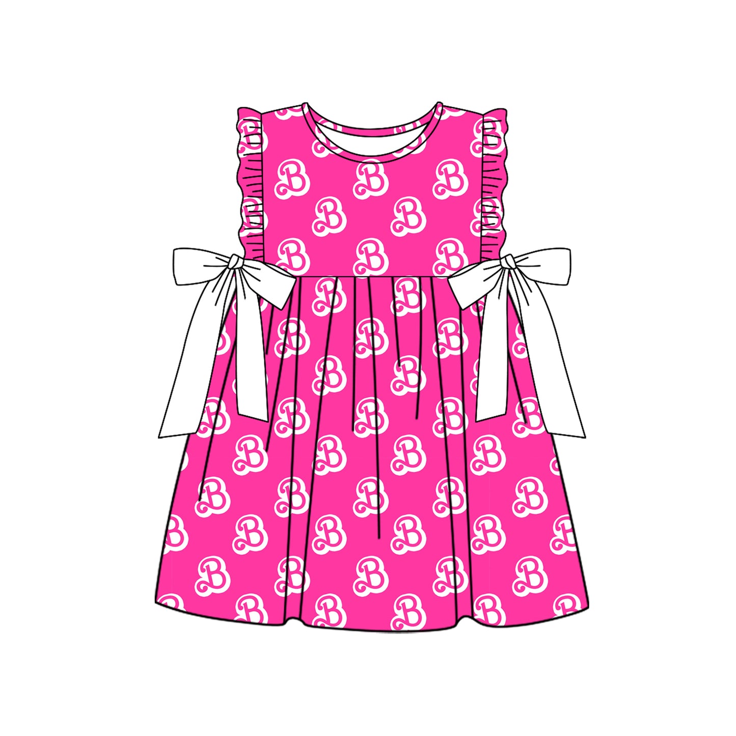 hot pink bow girl Barbie summer dress 202412 preorder