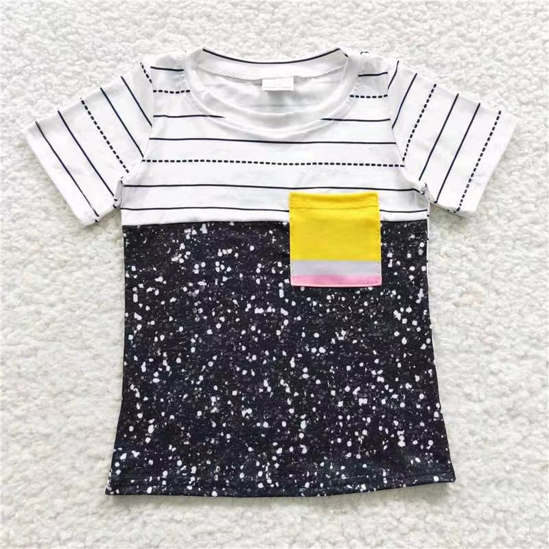 BT0235  Back to school stripe top tee girl boy t-shirt top 20230628