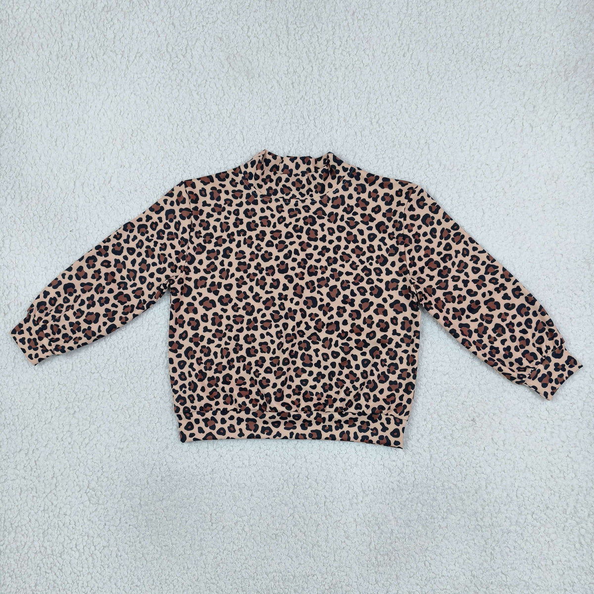 NO MOQ RTS GT1904-yoga Baby Girl Clothes Leopard Print Mock Neck Long Sleeve Top 202610