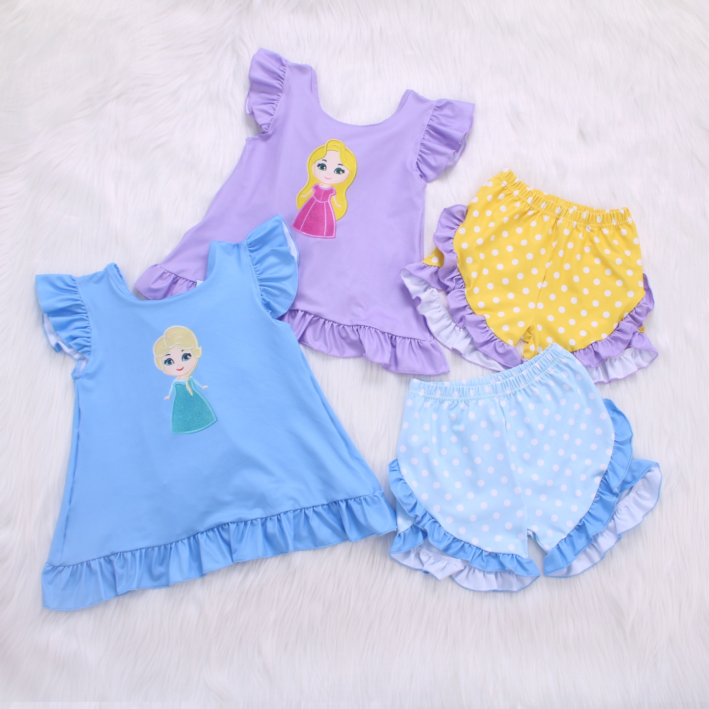 GSSO0347 preorder princess girl ruffle shorts summer set girl outfit 20230513