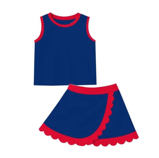 GSD4096 yoga red BLUE Scallop sports girl  outfit skirt  202624 PRERDER