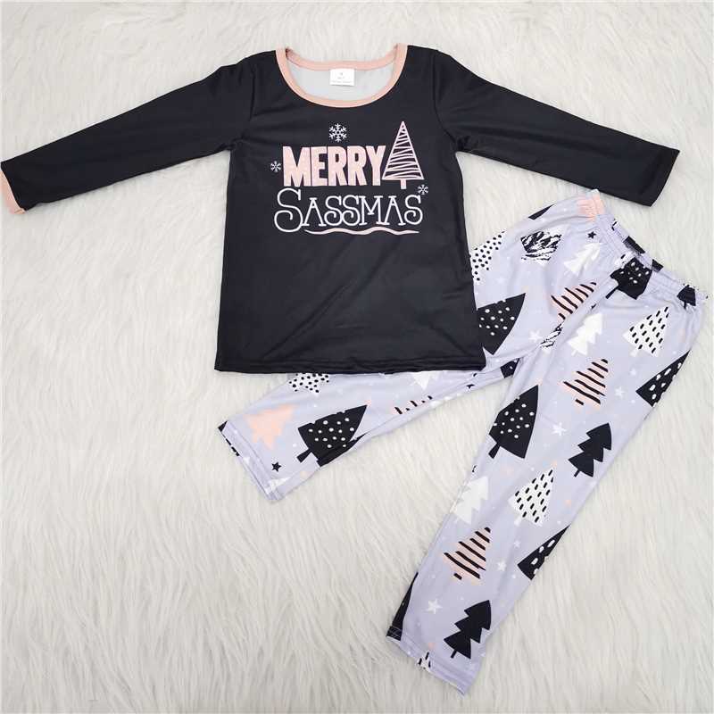 promotion 6 A25-16 Christmas tree car long sleeve pant girl outfit