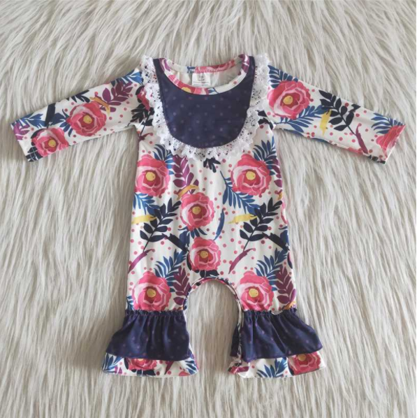 promotion 6 A25-17 flower lace colorful long sleeve romper