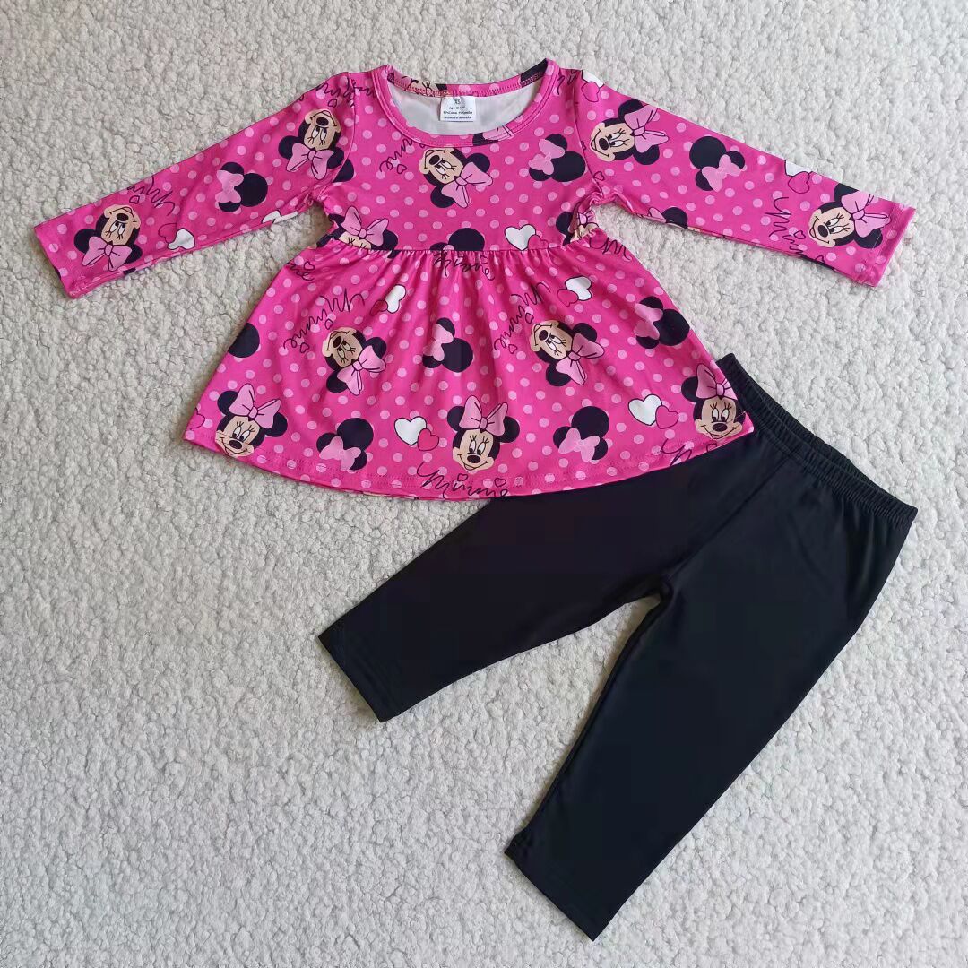 promotion 6 B1-1- hot pink  long sleeve mouse girl outfit RTS