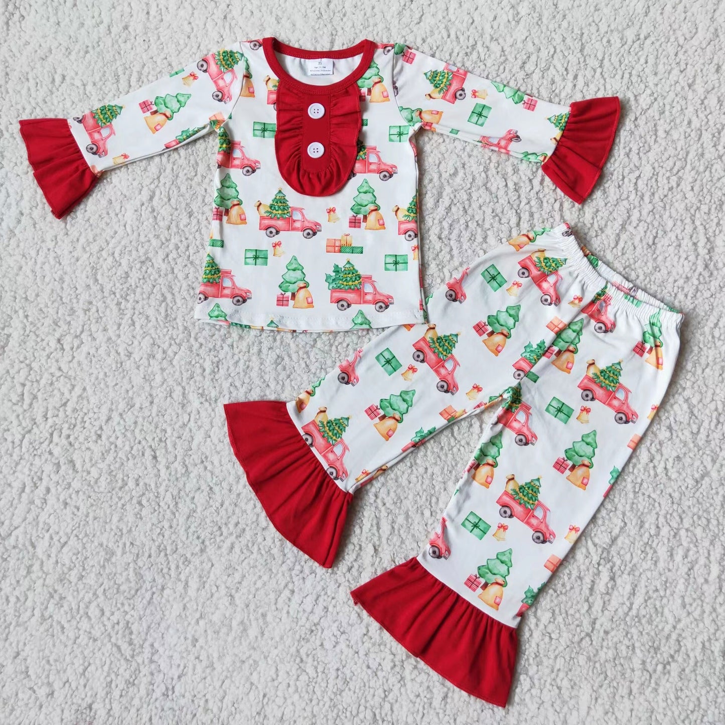 6 B3-38 RTS Christmas tree long sleeve girl pajamas outfit 20230724 RTS