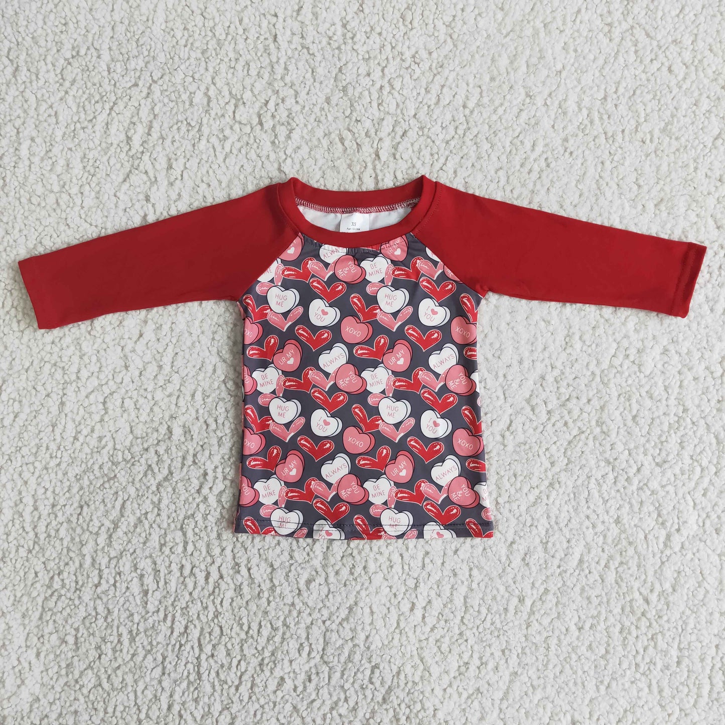 promotion 6 B3-4  love red Valentine kids girl top 202312